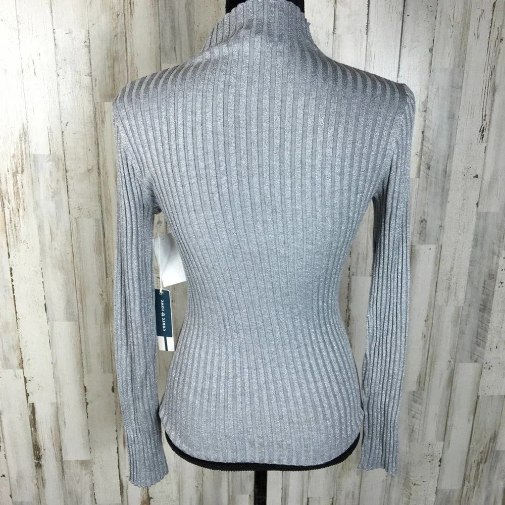 Court & Rowe Ribbed Knit Sweater Blouse Mock Neck - Picture 5 of 7